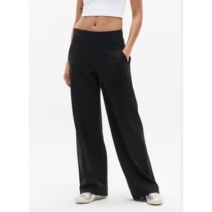ATHLETA Venice Wide Leg High Rise Pants Large Black Stretch Sculptek NWT $109